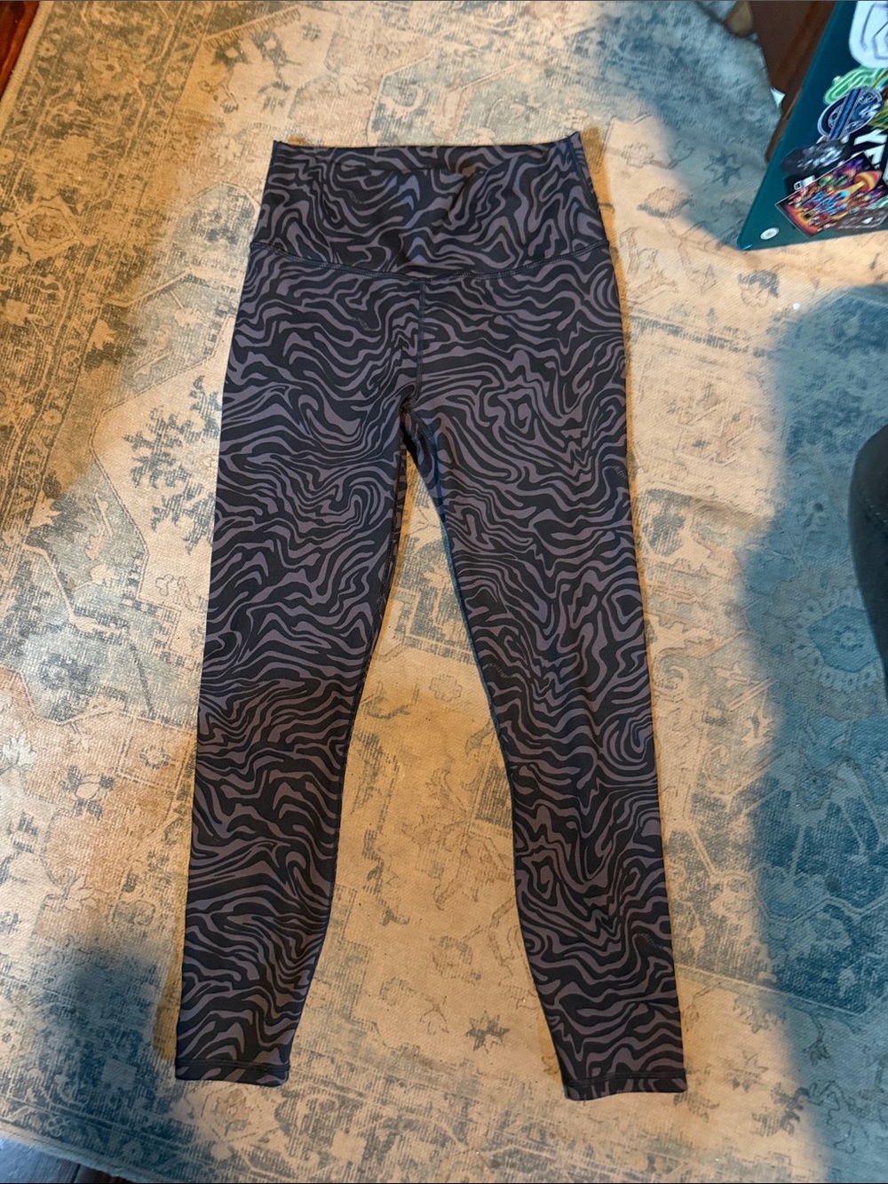 Fabletics Black & Charcoal Zebra-Pattern High-Rise Leggings